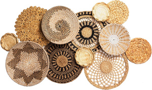 Meilleur prix 100% fait à la main tissé jonc de mer suspendu panier mural pour la décoration de la maison jonc de mer tenture murale décor fabriqué au Vietnam - Product Image 5