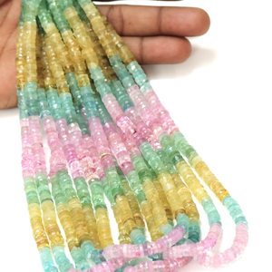 Perles Heishi facettées multicolores : Pierre précieuse naturelle AAA (5-7 mm) - Product Image 5