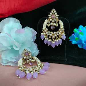 Pendientes brillantes Kundan Pearl Chandbalis, sofisticación real, atractivo vintage, ideal para bodas, festivales u ocasiones especiales - Product Image 1