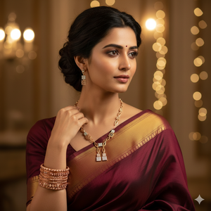 Collier fin moderne avec pendentif en or rose 18 carats et pompon en diamant Luxe Collier avec pendentif en or rose 18 carats et pompon en diamant - Product Image 1