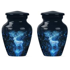 Blue Deer Cremation Urn Decorative Modern Memorial Urn for <b>Ashes</b> Customizable <b>Keepsake</b> Personalized Urn Male 200 Cubic Inches - Product Image 4