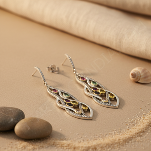 Pendientes Largos de Plata de Ley 925 Vintage para Mujer con Perla de Agua Dulce, Baño de Oro, Gema Colgante en Forma de Gota de Agua - Regalo de Joyería - Product Image 2