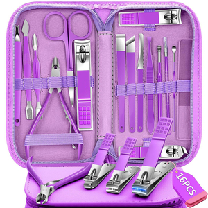 Juego de manicura de 16 piezas, kit profesional de pedicura de acero inoxidable, kit de aseo para hombre, juego de cortaúñas y uñas de los pies - Product Image 1