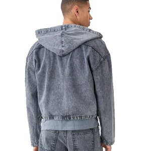 Top Tendance 2025 Produit Hommes Respirant Hiver Denim Hoodies/Haute Qualité Mode En Vrac Pas Cher Prix Hommes Denim Hoodies - Product Image 5