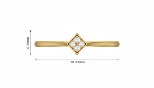 Anillo de Oro de 14K con Diamantes en Forma de Cuadrado para Mujer |   Diamante de Corte Brillante de 0.03 Quilates - Product Image 2
