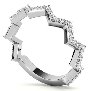 Bague d'éternité en moissanite en forme de couronne SHREYA DIAM pour femme, en argent 925, sertie pavé, bijoux de mariage de luxe et tendance - Product Image 3