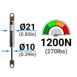โช้คอัพแก๊ส 316L SS 577 มม. 22.716 นิ้ว 100-1200 นิวตัน ผลิตในตุรกี มาตรฐาน CE ISO9001 สำหรับแผงเรือยอชท์ ตู้เครื่องจักร และหลังคา - Product Image 3