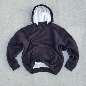 Sudadera con capucha del fabricante Chunky Loose Men's Hoodie Acid Wash 100% Cotton Street Pullover Sudadera - Product Image 4