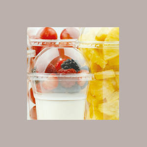 Vaso transparente PLA Bio de 50 Uds., 350cc, logotipo personalizado, Material compostable de almidón de maíz, capacidad de 10oz con tapa de cúpula con orificio - Product Image 1