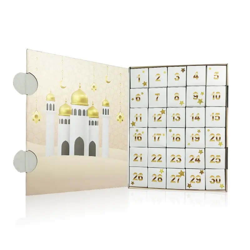 Fabriklieferung Adventskalender zur Füllung kundendefinierter leerer Kartonbox für Ramadan-Adventskalender