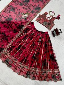 Women's Traditional Indian Pakistani 3-Piece <b>Lengha</b> Choli Plazzo Ready-to-Wear Summer Indian Traditional Wear for Parties - Product Image 5