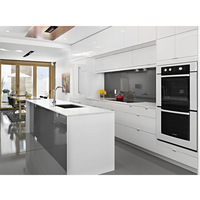 Emballage en vinyle thermoaluminium Pvc moderne, blanc, gris, moderne, brillant, Design acrylique, cuisine, garde-manger, armoire, ensemble d'îlots
