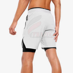 Shorts de course à pied pour hommes, shorts à double couche à séchage rapide, shorts d'entraînement athlétique, shorts extensibles à double couche pour hommes - Product Image 2