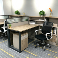Poste de travail ergonomique en bois pour 2 personnes, ensemble de bureaux modulaires avec rangement