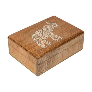 Joyero tallado en madera de alta calidad con diseño de elefante, caja organizadora de recuerdos de madera de mango para regalos, tamaño y diseños personalizados - Product Image 1