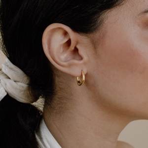 Bold Hinged <b>Hoops</b> <b>Chunky</b> <b>Gold</b> Earrings Elegant <b>Hoops</b> 925 <b>gold</b> plated <b>Hoop</b> Earrings Perfect Birthday Gifts for Her - Product Image 1