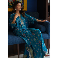 Robe de bal modeste et confortable pour femme, kaftan élégant vintage avec dentelle décorative, manches scintillantes, longueur ras du sol, en soie satinée