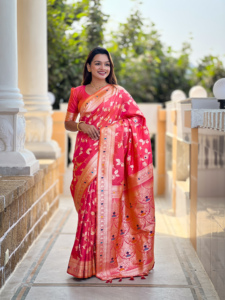 Hermoso Sari banarasi con retoque meenakari - Product Image 2