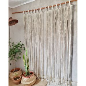 Rideau mural bohème en macramé, décoration en rotin faite à la main pour salon, motif vertical et abstrait pour la décoration de la maison - Product Image 2