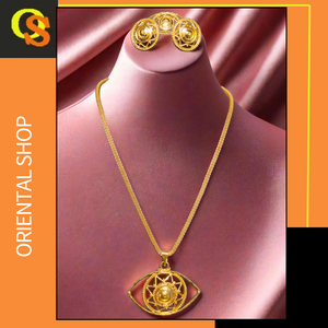 Comprar collar en forma de ojo conjunto de pendientes con 22Ct chapado en oro de primera calidad collar pendientes Conjunto para las mujeres usan joyería - Product Image 2