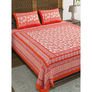 BLOCKS INDIA 100% algodón Super King Size sábana bloque de mano impreso 250 TC Color 5 (245X270 hoja funda de almohada juego de funda Nórdica - Product Image 5