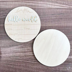 Cartes <span class=keywords><strong>de</strong></span> développement en bois 3D pour nouveau-né, motif rond, panneau en bois, lettres, annonce <span class=keywords><strong>de</strong></span> naissance, décoration <span class=keywords><strong>de</strong></span> chambre d'enfant, cadeau <span class=keywords><strong>de</strong></span> naissance - Product Image 4