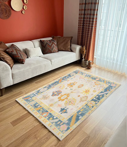 Tapis en laine Oushak à fleurs modernes noués à la main Tapis de zone personnalisés 6x9 dans les tailles 8x10 9x12 10x14 pour la maison Couloir Salon - Product Image 4