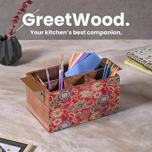 Porta Utensilios de Madera Impreso, Organizador Económico para Cucharas, Cucharones y Utensilios de Cocina, Porta Utensilios de Madera Decorativo Impreso - Product Image 5