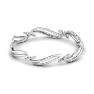 Exclusively Designed 925 Sterling <b>Silver</b> Leb Grown Diamond <b>Bangles</b> VVS Clarity Gold Pearl for <b>Women</b> for Gifts or Parties - Product Image 1