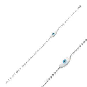 Bracelet en argent 925 fait main avec un charme en forme d'œil turc en nacre, vente en gros turque - Product Image 5