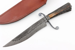 Las mejores ventas Bowie cuchillo al aire libre mango de cuerno San Mai Damasco acero VG10 hoja fija cuchillo de supervivencia hecho a mano grado DIY OEM madera - Product Image 4