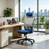 Chaise de bureau moderne grande et haute en maille, chaise de bibliothèque réglable pour le mal de dos