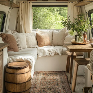 Parure de lit en coton et lin pour <span class=keywords><strong>caravane</strong></span>, camping-car, remorque, housses de matelas et taies d'oreiller - Product Image 3