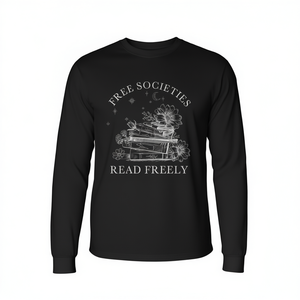 T-shirt à manches longues unisexe à col rond pour adulte, motif littéraire « Free Societies Read Freely », sérigraphié, pour la rentrée scolaire - Product Image 2