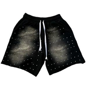 Personnalisé Vintage Unisexe Streetwear Jogging Hommes Court 100% Coton Soleil Délavé Strass Lavage À L'acide Sweat Short Surdimensionné pour Hommes - Product Image 6