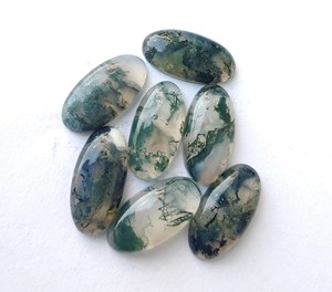 Natural Moss Agate AAA+ Beda Shape Cabochon Flat Back Multi-Color 9mm 14mm 20mm Loose Gemstones All Sizes Available Lavira - Product Image 1