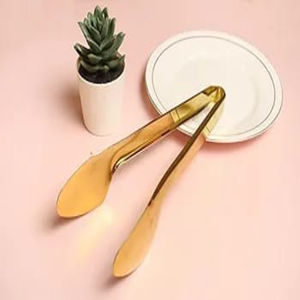 Pinzas para servir de metal dorado para uso diario y en fiestas-Utensilios para rituales diarios - Product Image 2