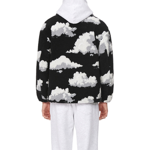 Chaqueta de lana de Sherpa de poliéster con diseño Jacquard de alta calidad de fábrica para hombre, chaqueta de lana con bordado de nubes y cremallera - Product Image 3