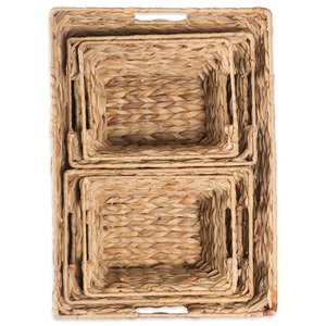 Multipurpose <b>water</b> <b>hyacinth</b> woven <b>basket</b> set of 5 Handmade <b>Storage</b> <b>Basket</b> Wholesale eco-friendly Made in Vietnam - Product Image 3