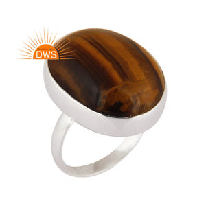 Meilleure vente en argent Sterling naturel jaune oeil de tigre pierre précieuse empilable bague bijoux pour femmes cadeau pour elle - Product Image 1