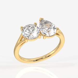 Toi Moi 14k Gold <b>Ring</b> with Lab Grown Round and Pear Cut Diamonds - Product Image 2