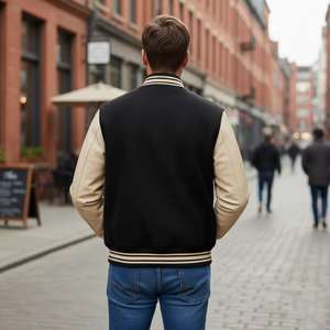 Vestes Courtes pour Femmes Best-Seller, Vestes de Style Universitaire, Vestes Courtes pour Femmes, Corps en Laine, Manches en Cuir, Vestes de Style Universitaire - Product Image 5