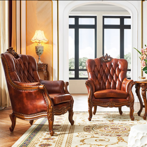 Sillón Chaise Longue de Madera Maciza y Cuero de Estilo Clásico y Lujoso para Sala de Estar o Estudio GML51-GML59 - Product Image 6