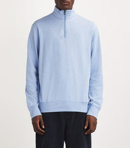 Sudadera unisex con cremallera de un cuarto para hombre y mujer Top de cuello alto de manga larga de mezcla de algodón ligero con cremallera frontal - Product Image 3