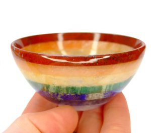 Bol en cristal à 7 chakras Pierre précieuse pour l'équilibrage des chakras et l'énergie vibrante-Bol à rayures multicolores - Product Image 2