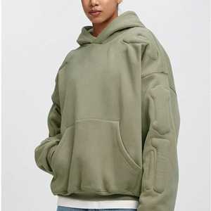 Sudadera con capucha de algodón de alta calidad para hombre, 500 Gsm, gruesa, lavada con ácido pesado, bordada, de gran tamaño, con hombros descubiertos - Product Image 4