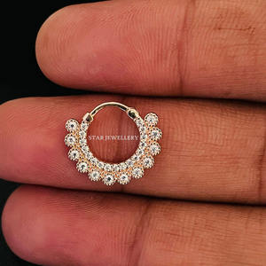 Ensemble de lunette en or massif 14 carats Diamant Miligrain Septum Anneau de nez Bijoux fins. - Product Image 1