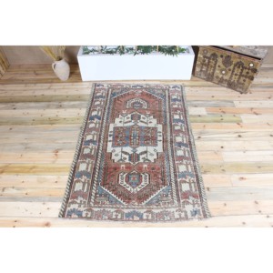 พรมขนาด 4.2x6.4 ฟุต, พรมวินเทจตุรกี, พรมลายเรขาคณิตสีน้ำตาล - Product Image 1