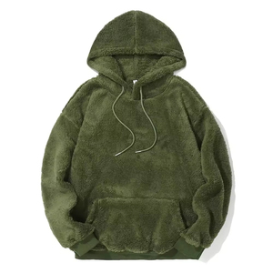 Sudadera con capucha de lana de peluche para hombre, sudaderas gruesas de poliéster Sherpa para exteriores, ropa de invierno hecha en fábrica - Product Image 4