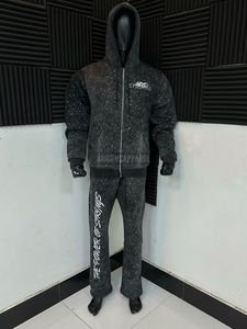 Ensemble de survêtement unisexe avec strass, bling, cristal, streetwear |   Style urbain unisexe |   Ensemble de survêtement brillant pour hommes et femmes |   Usine OEM - Product Image 2